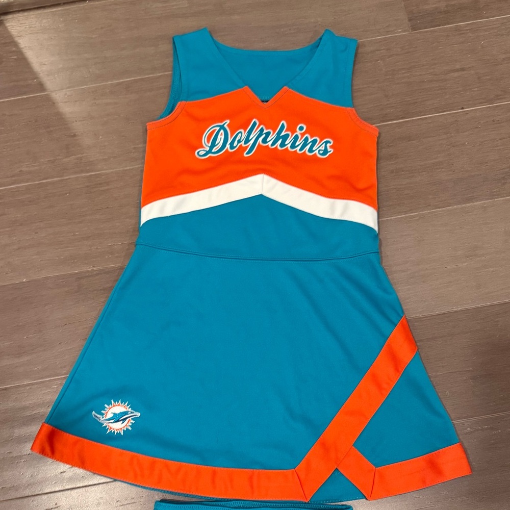 Kids Miami Dolphins Cheerleader Dress and matching Bloomers. EUC